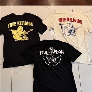 True Religion Buddha Guitar T-Shirt - Black, White 3 for 1